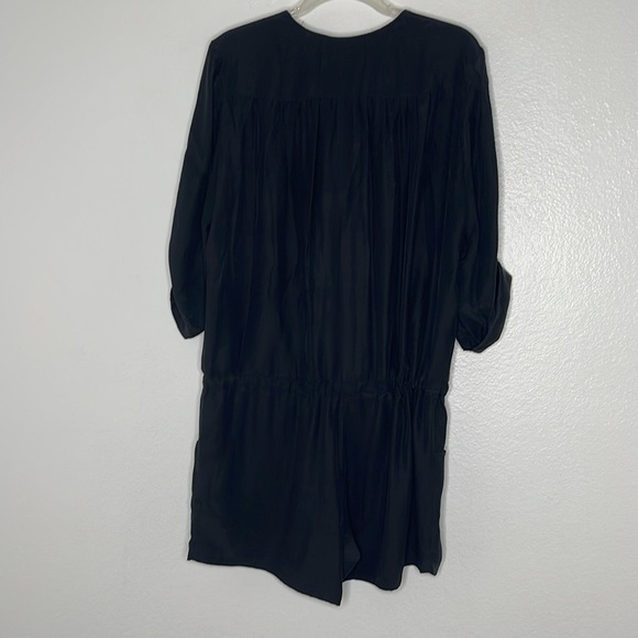 Amanda Uprichard 100% Silk Black Shorts Romper Size Large - Picture 7 of 9